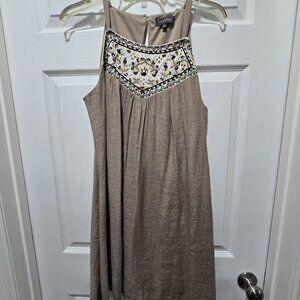 Luxology Dress Womens Large BoHo Artsy Beaded Embroidery Short